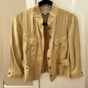 Earl Rutenberg Vintage Jacket L Gold Metallic Crinkle Lightweight  Old Money